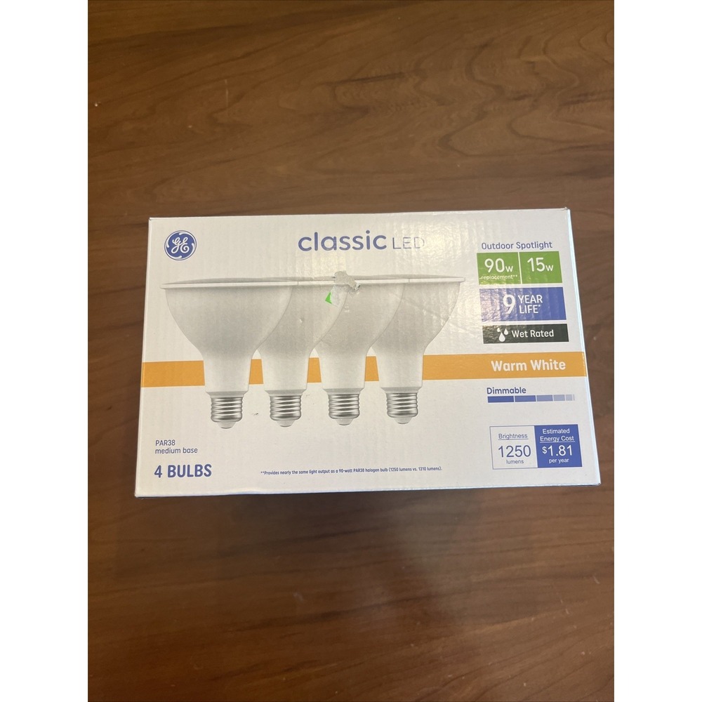 GE Classic LED PAR38 Outdoor Spotlight Bulbs 15W Warm White 4 Pack Dimmable
